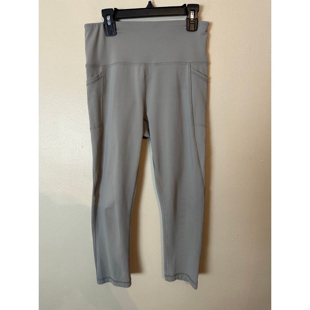X By Gottex Leggings Size Small Crop Ankle Gray Taupe Pocket Workout Pants